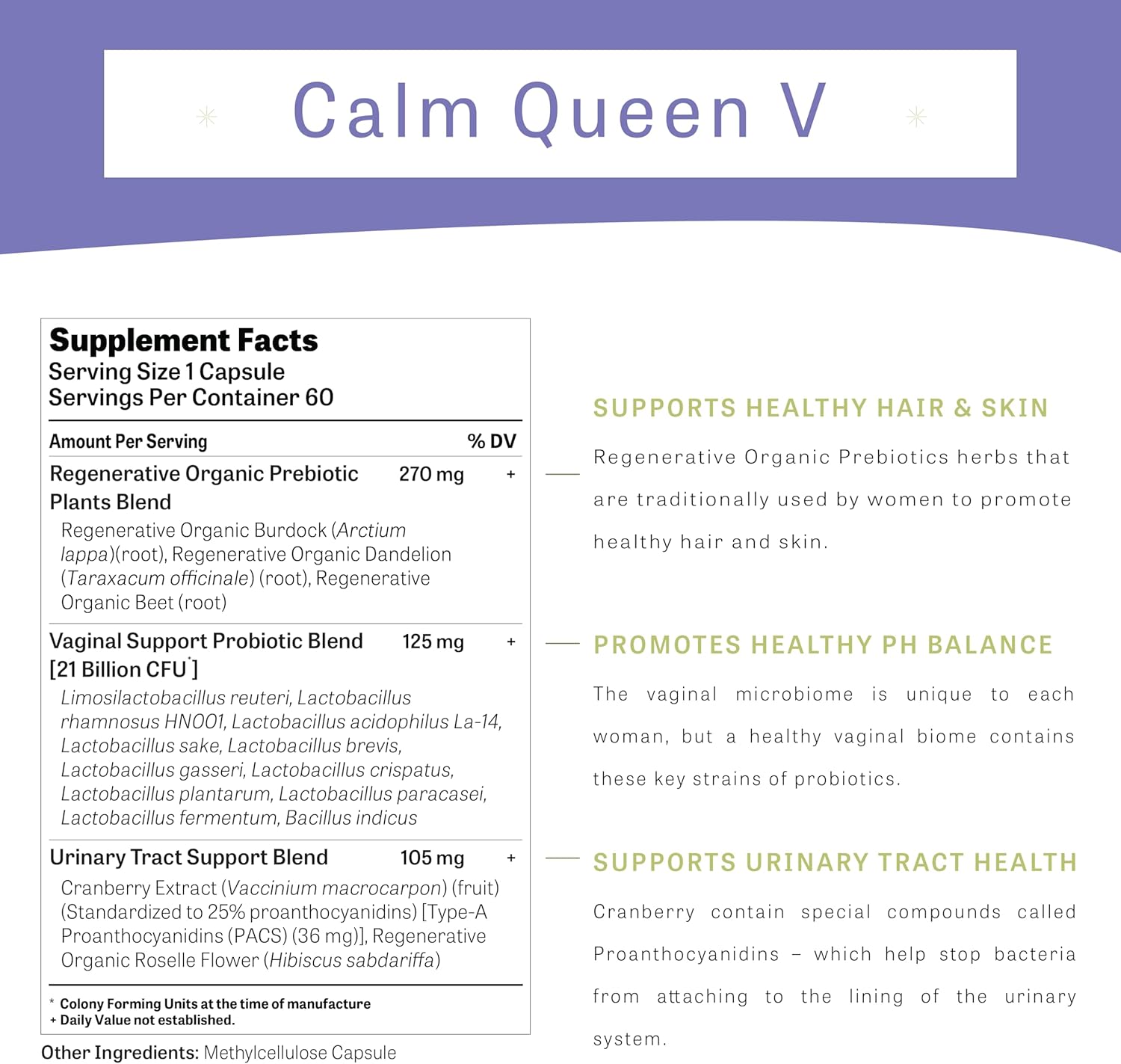 Organic Women's Probiotics with Prebiotics, Cranberry Extract, Doctor-Approved for Vaginal and Gut Health - 60 Servings