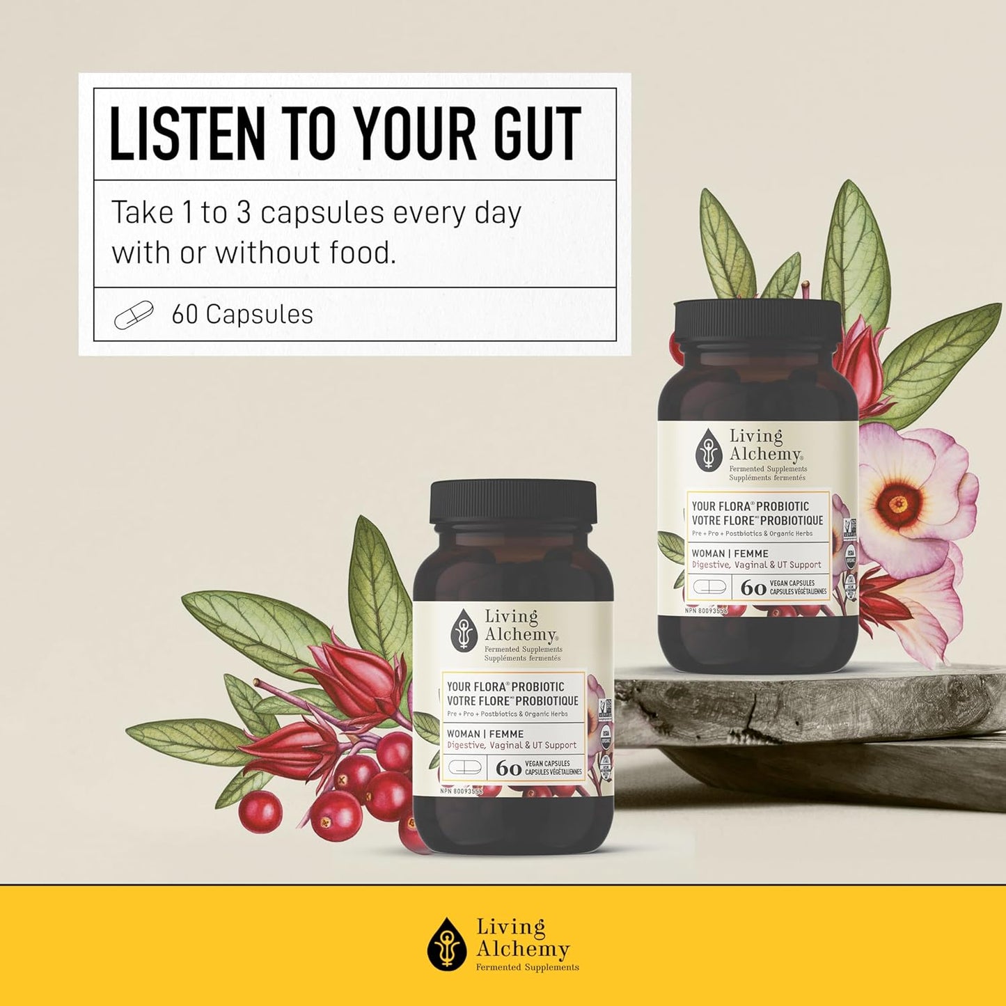 Organic Women's UT Balance Probiotic by Living Alchemy - 60 Capsules