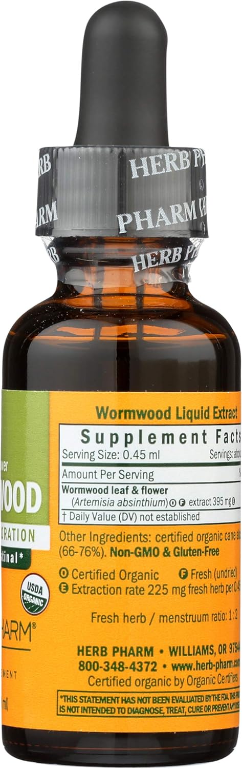 Organic Wormwood Extract by HERB PHARM - 1 Fluid Ounce Bottle