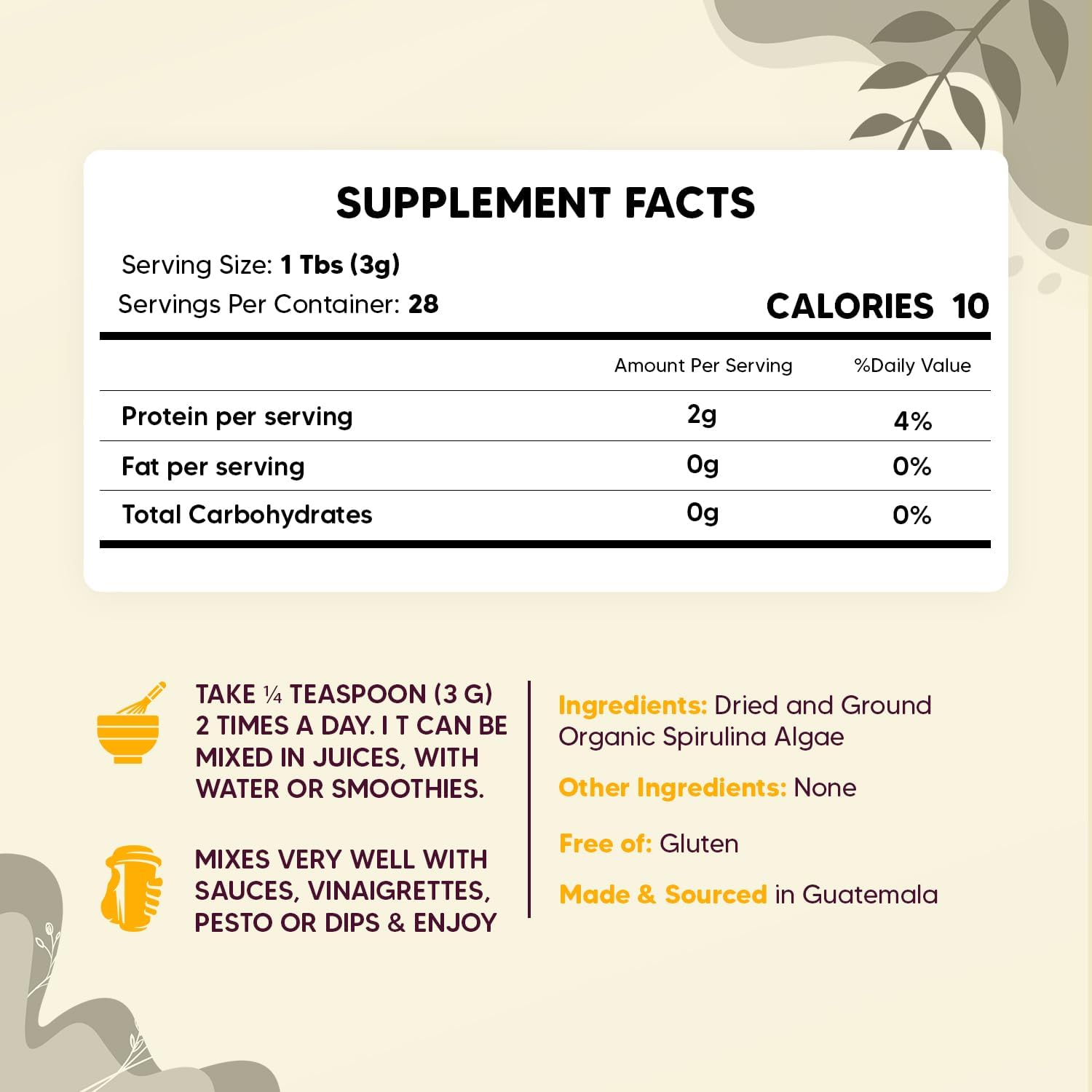 Organic Yogi Super Foods Spirulina Powder - Blue Green Algae Superfood for Immune Health, Chemical-Free Vegan Formula