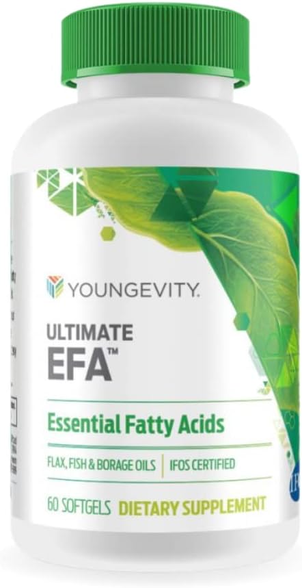 Organic Youngevity Ultimate EFA Soft Gel Capsules | Heart Health Support | Borage, Flax & Fish Oil Blend | 60 Capsules