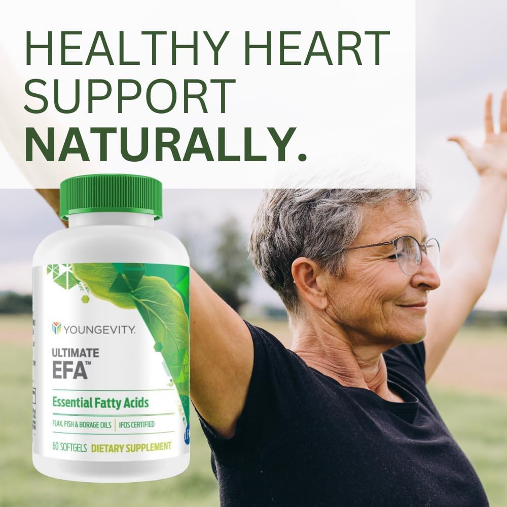 Organic Youngevity Ultimate EFA Soft Gel Capsules | Heart Health Support | Borage, Flax & Fish Oil Blend | 60 Capsules