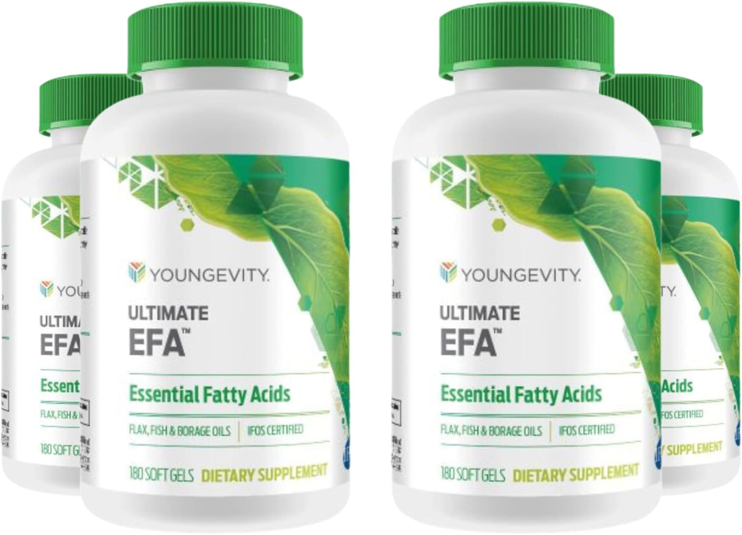 Organic Youngevity Ultimate EFA Supplement with Omega 3, 6, & 9 | 180 Count x 4 Pack | Borage, Flax & Fish Oil Blend
