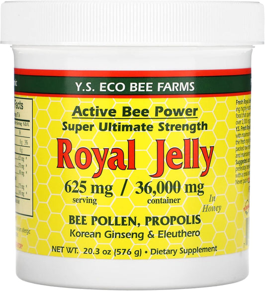 Organic YS Eco Bee Farms Royal Jelly Bee Pollen Propolis Ginseng - 20.3 OZ Jar