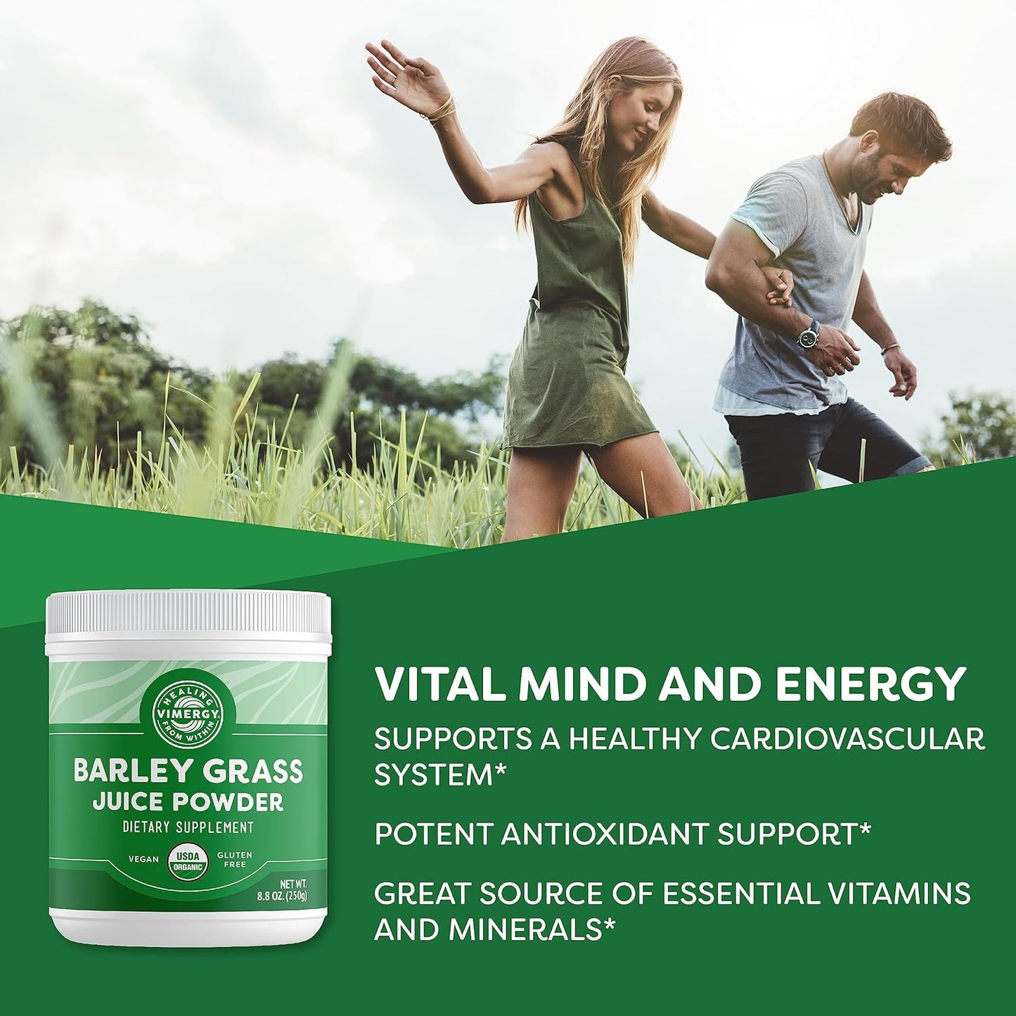 Organic Zinc and Barley Grass Juice Powder Bundle - 57 Servings of Zinc, 62 Servings of Barley Grass Juice Powder