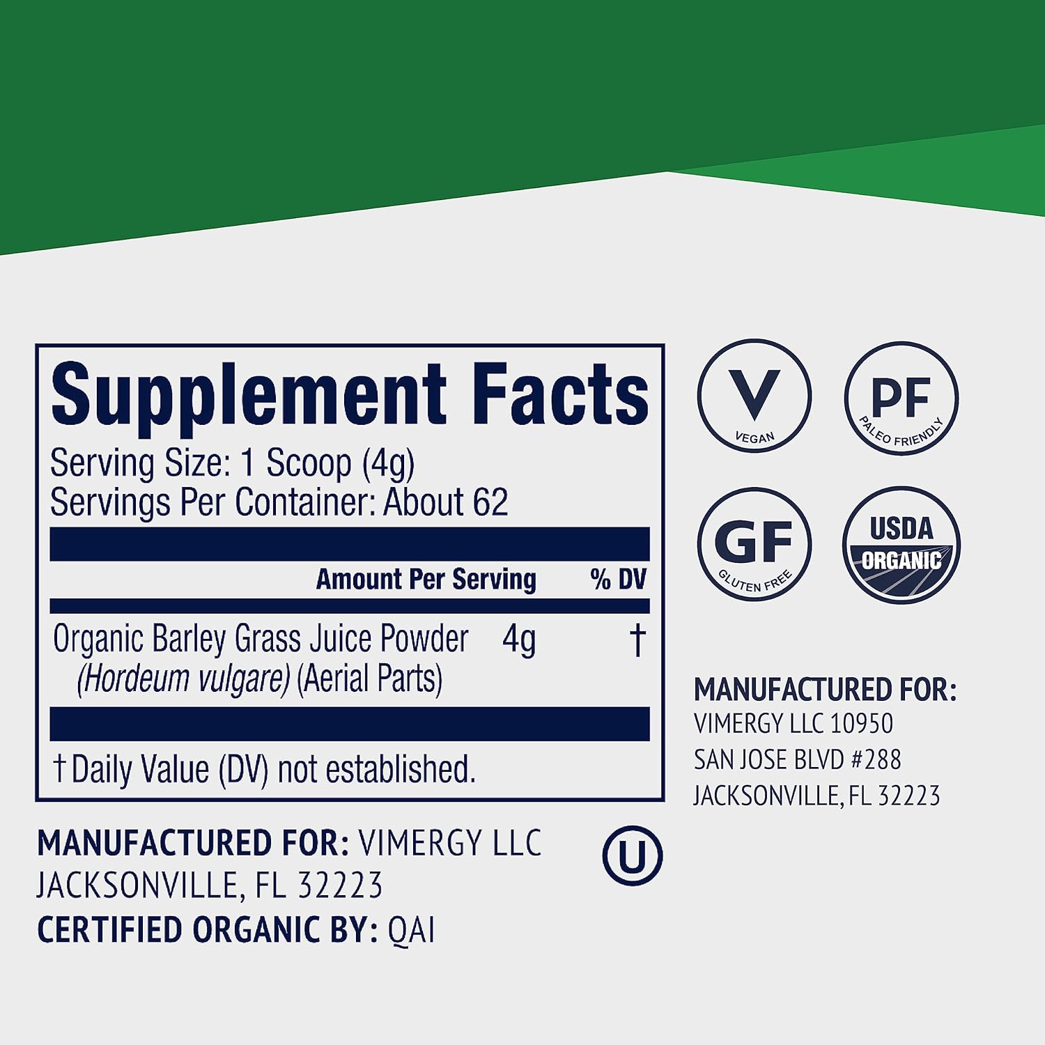 Organic Zinc and Barley Grass Juice Powder Bundle - 57 Servings of Zinc, 62 Servings of Barley Grass Juice Powder