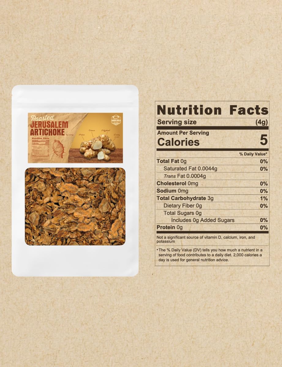 Organically Grown 8oz Roasted Jerusalem Artichoke: High Inulin & Polyphenol Dietary Fiber