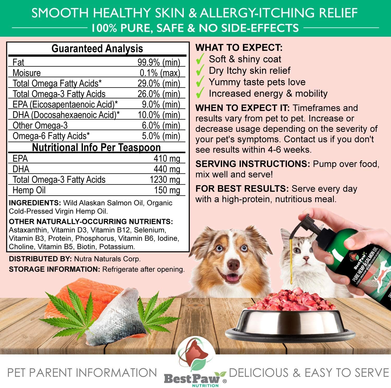 Organicmetabolism booster& Salmon Oil for Pets - Skin & Joint Care Supplement with Omega Fatty Acids - 8 oz Bottle