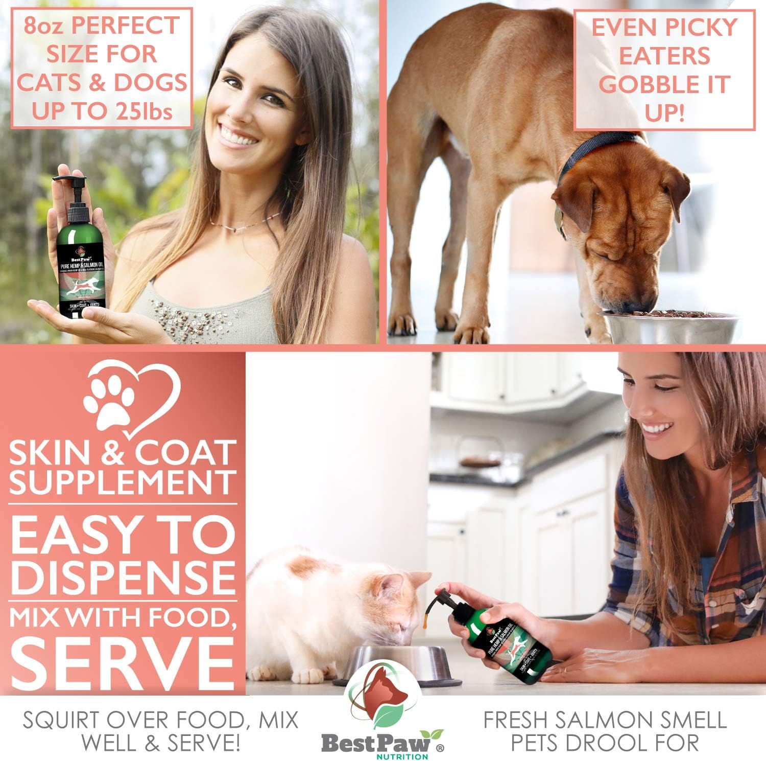 Organicmetabolism booster& Salmon Oil for Pets - Skin & Joint Care Supplement with Omega Fatty Acids - 8 oz Bottle