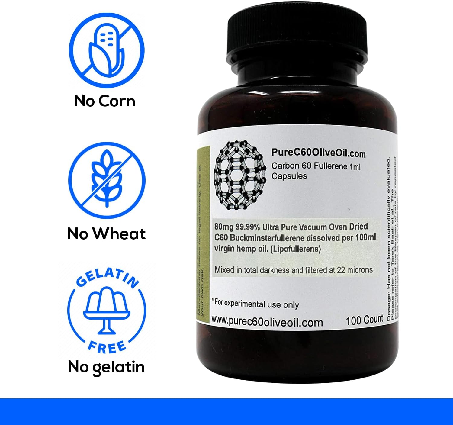 Organicmetabolism boosterSeed Oil Capsules with 80mg Carbon 60 - Food Grade PureC60OliveOil