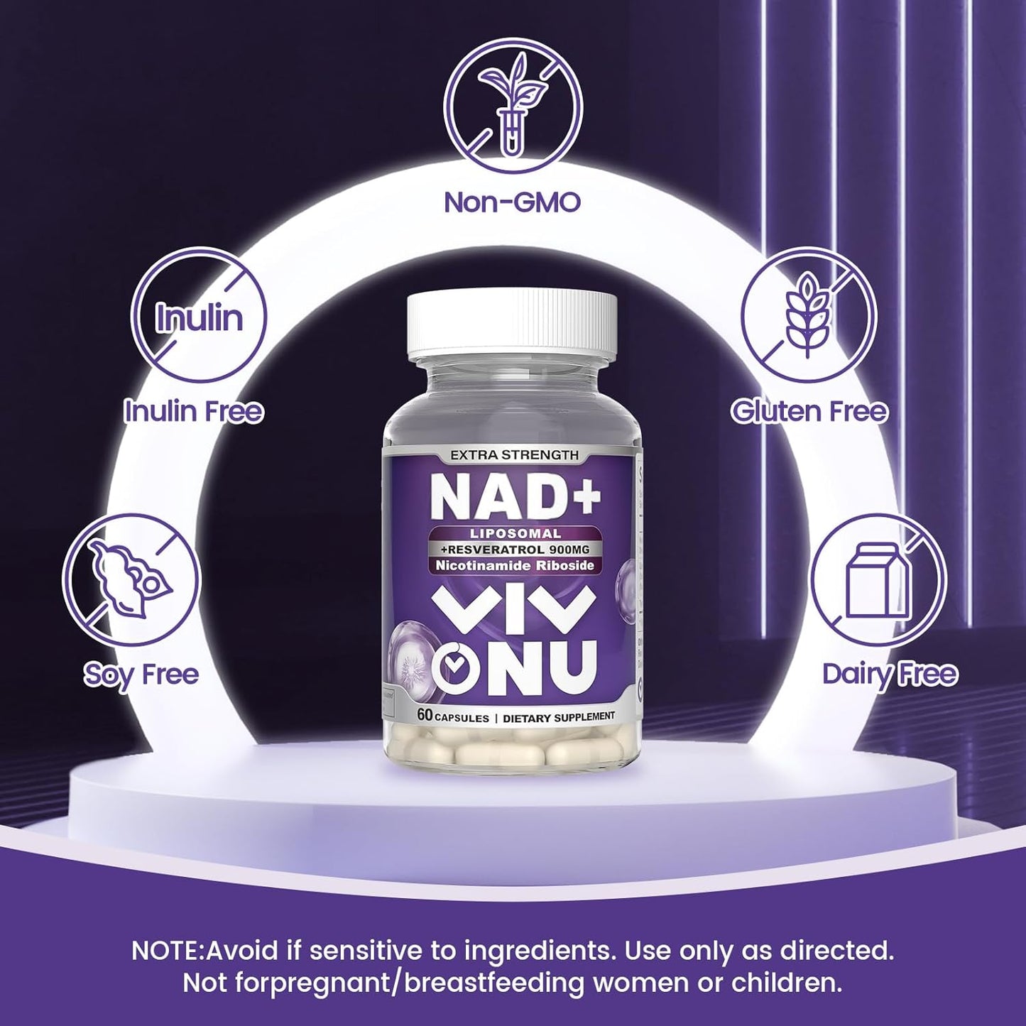 OrganicNAD+ Liposomal Supplement for Energy & Age Defense - Boost NAD Levels & Metabolism - Enhanced Absorption - 60 Count