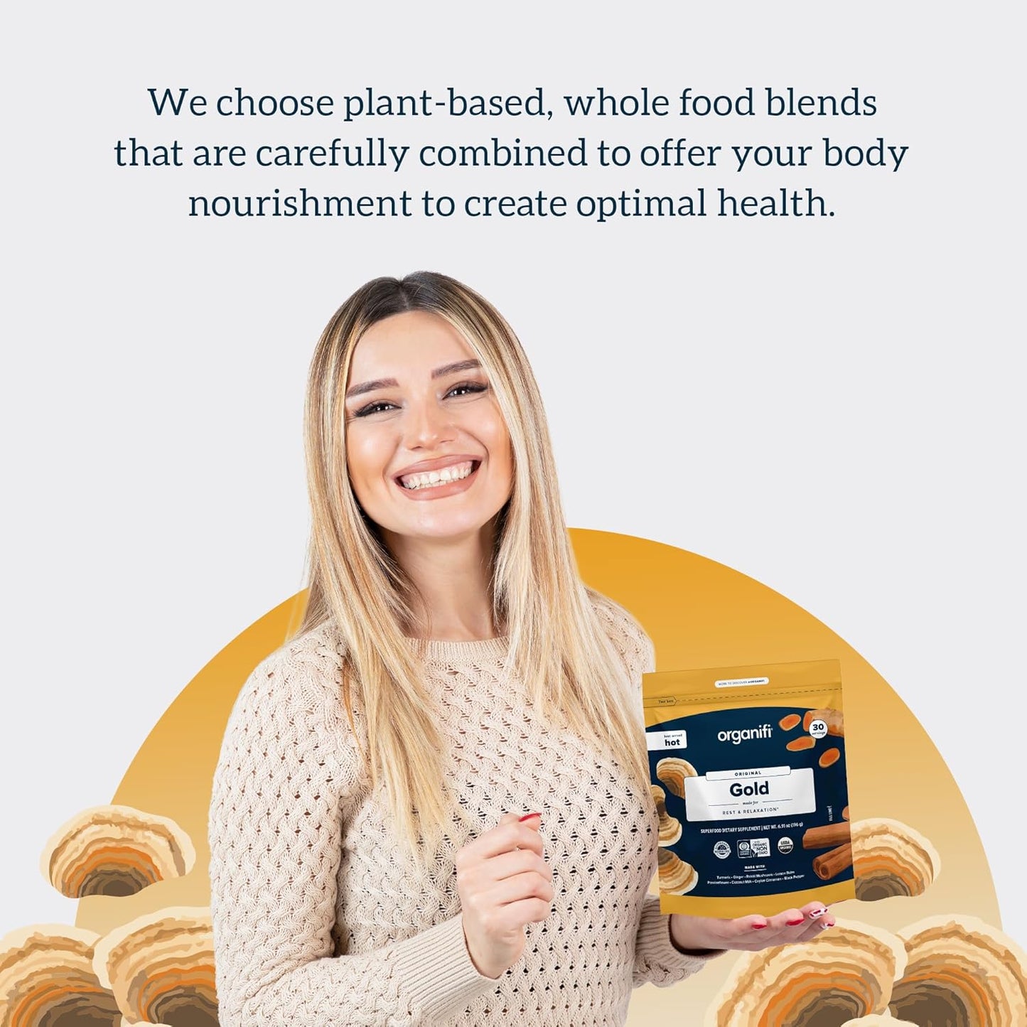 Organifi Gold Superfood Supplement Powder - 3 Pack, 90 Servings - Stress Support, Improved Sleep, Relaxation - Turmeric & Reishi