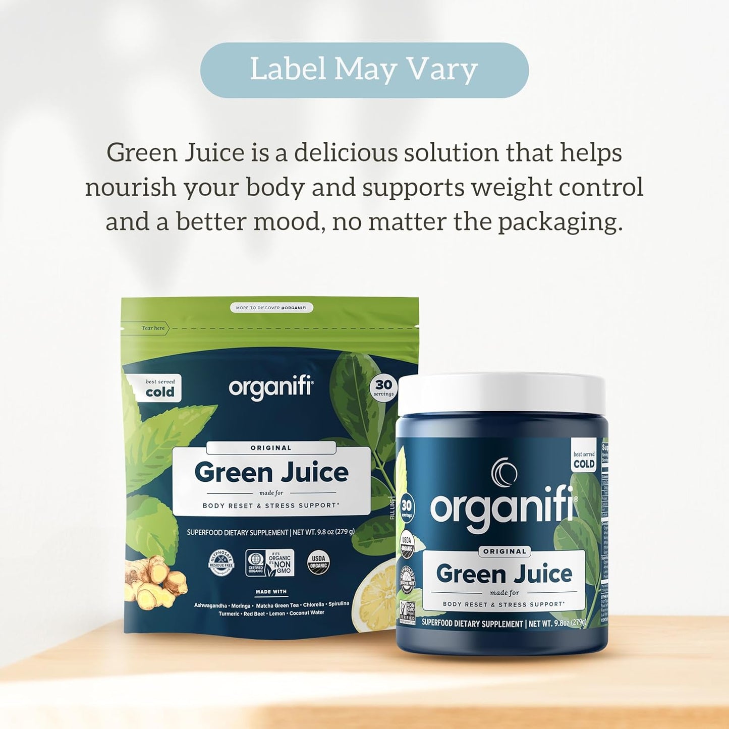 Organifi Green Juice Powder Supplement - Organic Spirulina, Ashwagandha, Chlorella - Supports Fitness Goals, Lowers Cortisol - 30 Day Supply