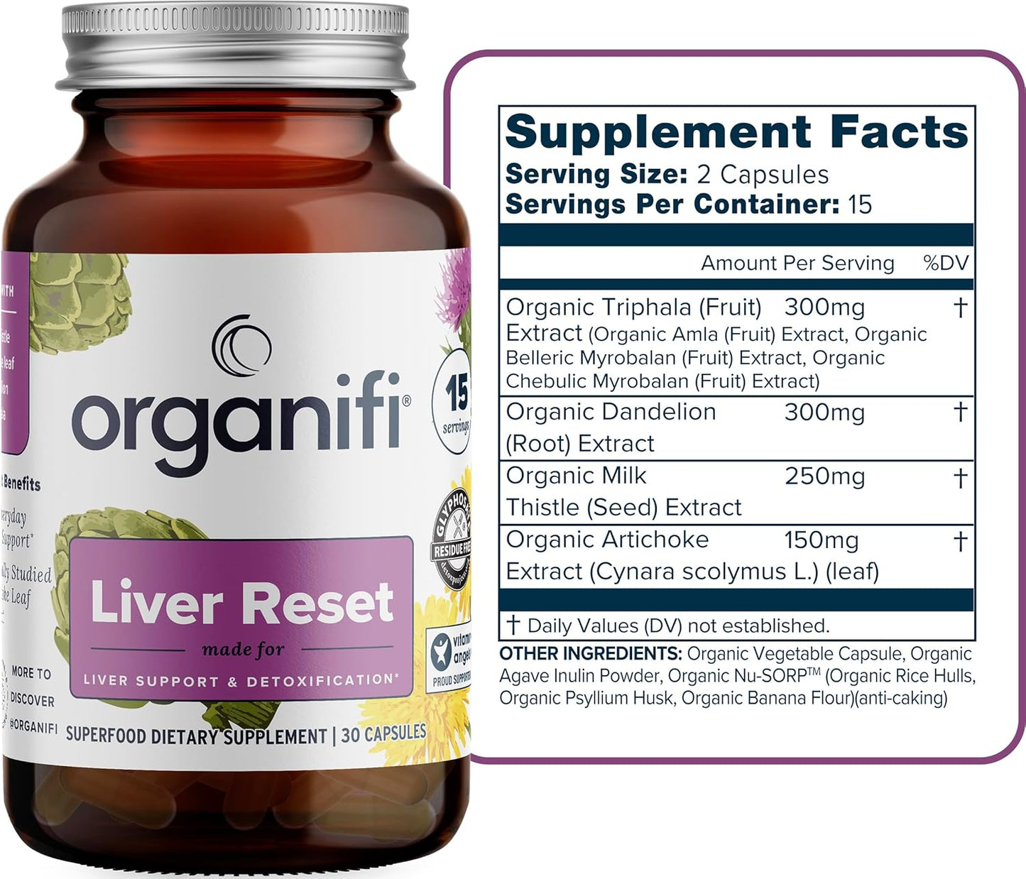 Organifi Liver Reset Capsules - Detox & Immune Support for Cellular Energy Production