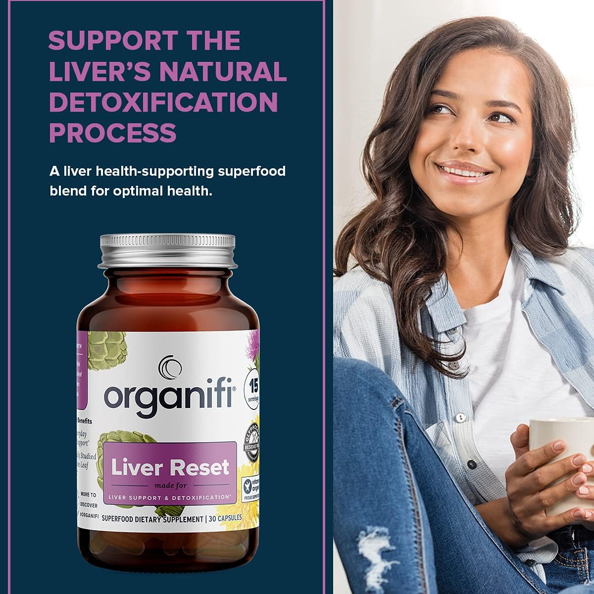 Organifi Liver Reset Capsules - Detox & Immune Support for Cellular Energy Production