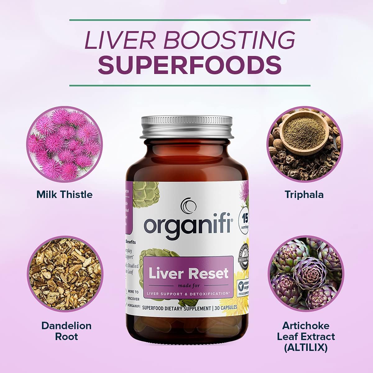 Organifi Liver Reset Capsules - Detox & Immune Support for Cellular Energy Production