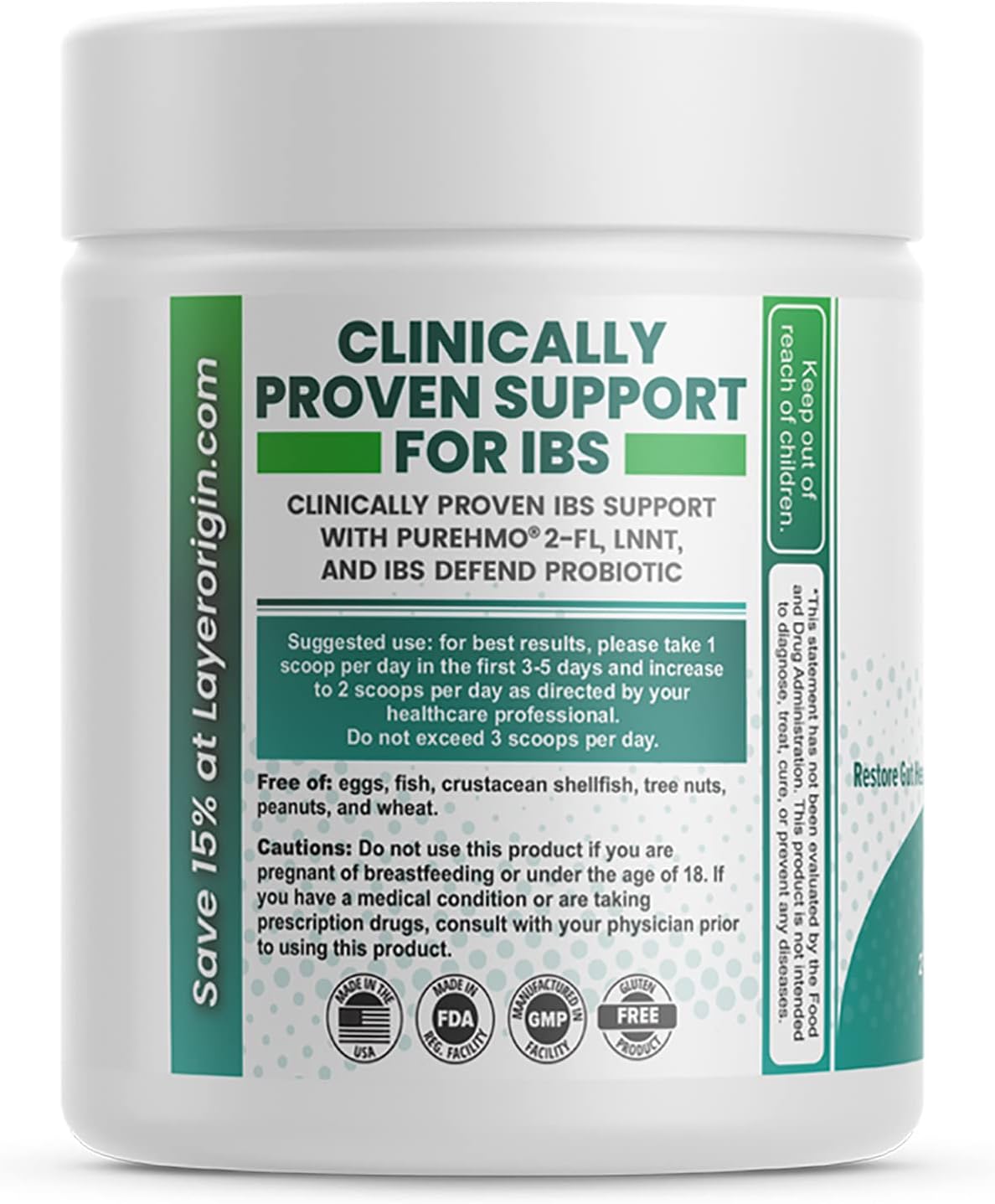 Origin PureHMO IBS Support: Clinical Super Prebiotic + Probiotic for Gut Health & Function
