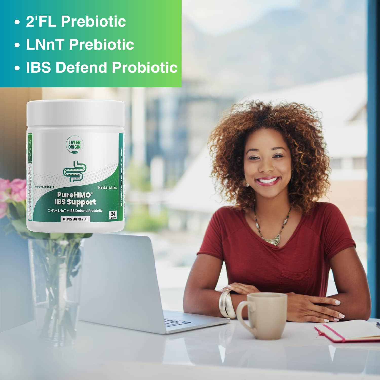 Origin PureHMO IBS Support: Clinical Super Prebiotic + Probiotic for Gut Health & Function
