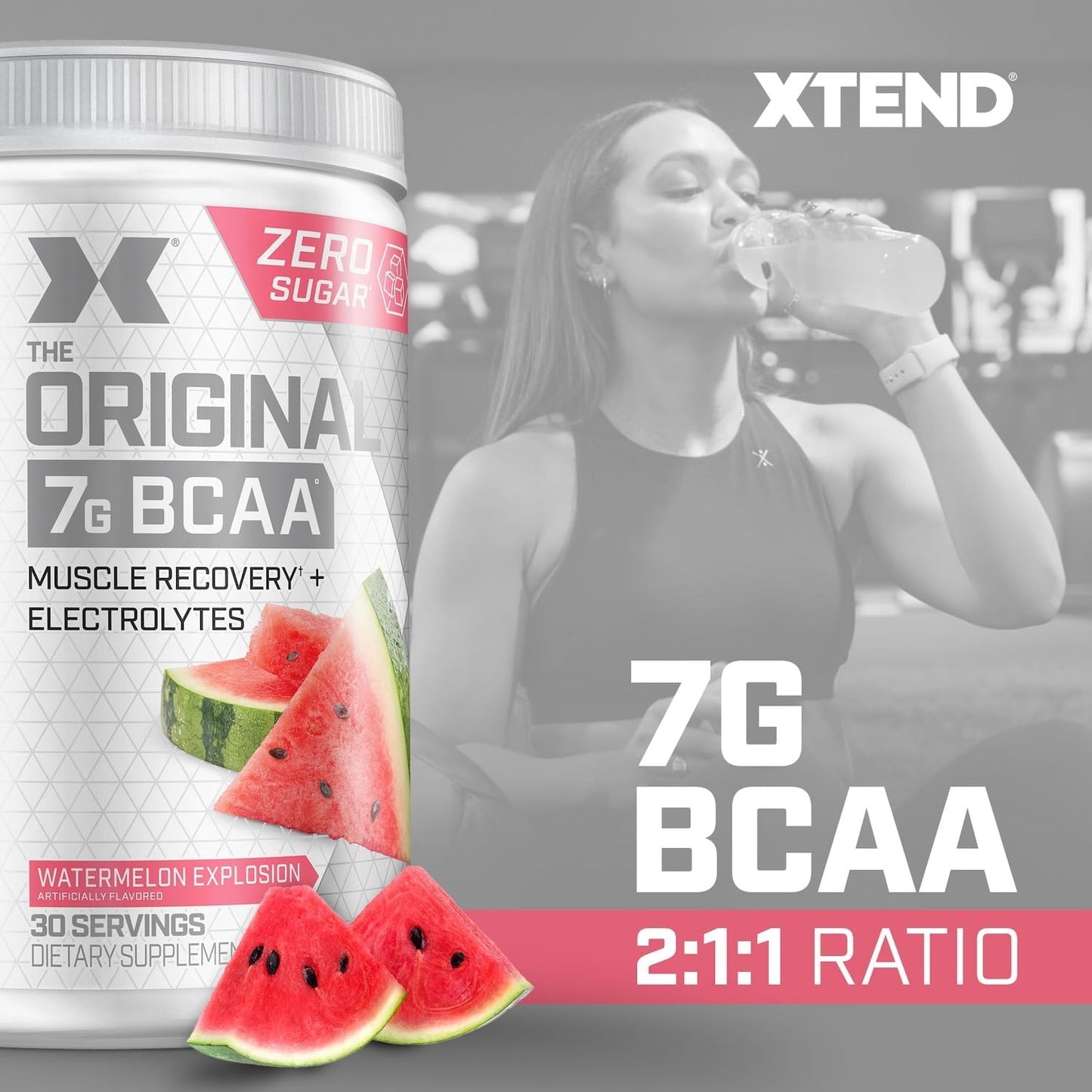 Original BCAA Powder with 7g BCAA and 2.5g L-Glutamine for Post Workout Muscle Recovery, Sugar Free Drink for Men & Women, 30 Servings