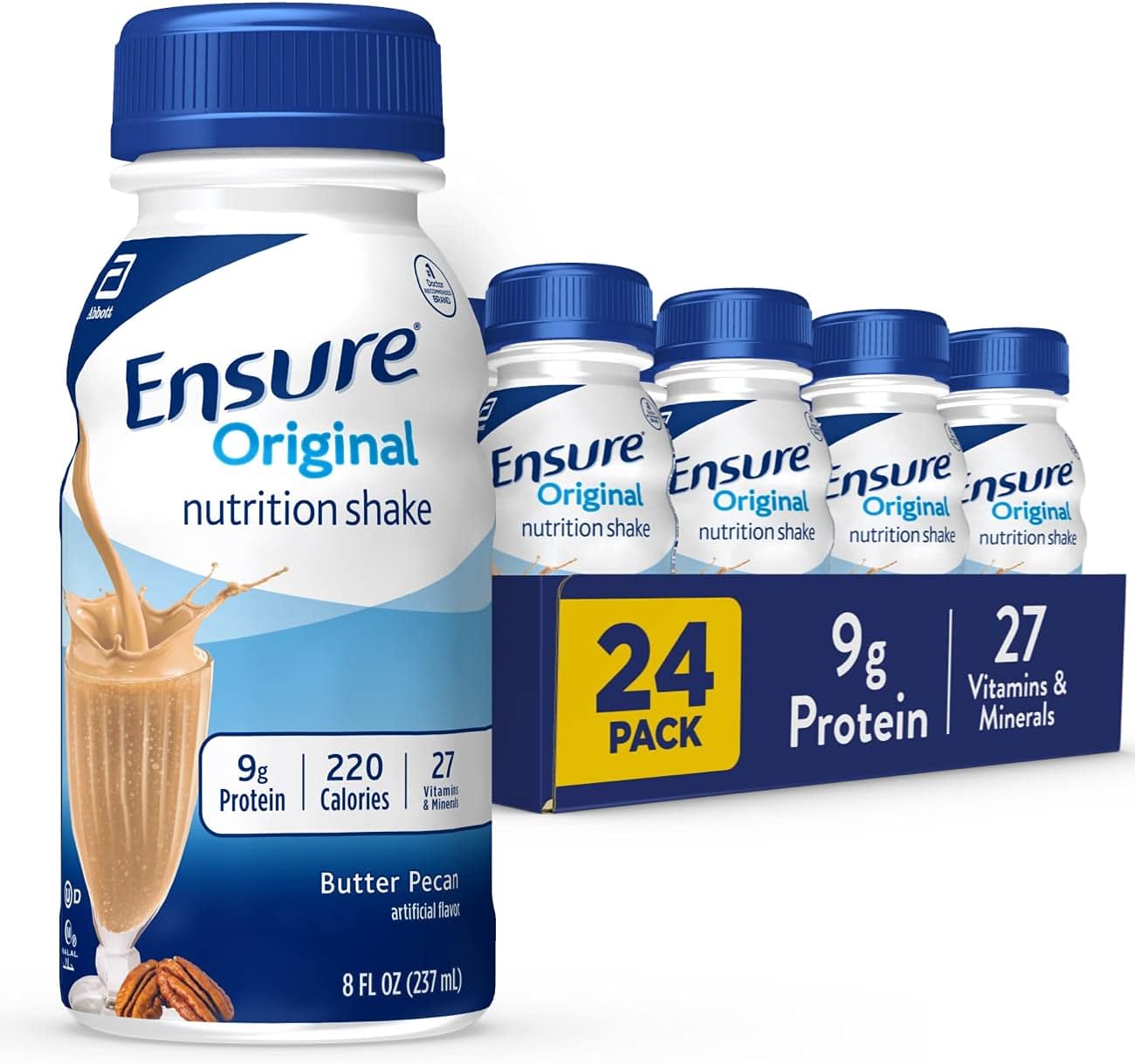 Original Butter Pecan & Banana Nutrition Shakes - 24 Pack Bundle for Meal Replacement