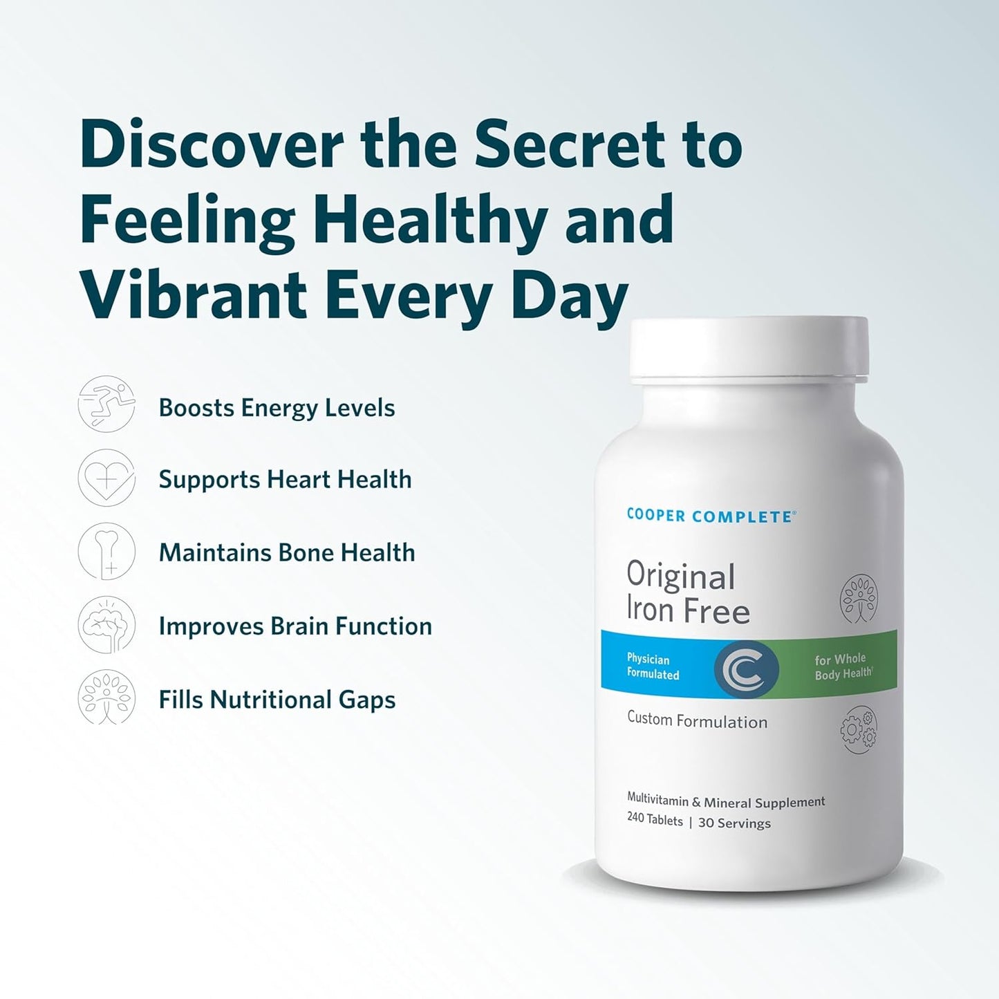 Original Iron-Free Multivitamin with Advanced Omega-3 - Daily Supplement with Fish Oil - 30 Day Supply