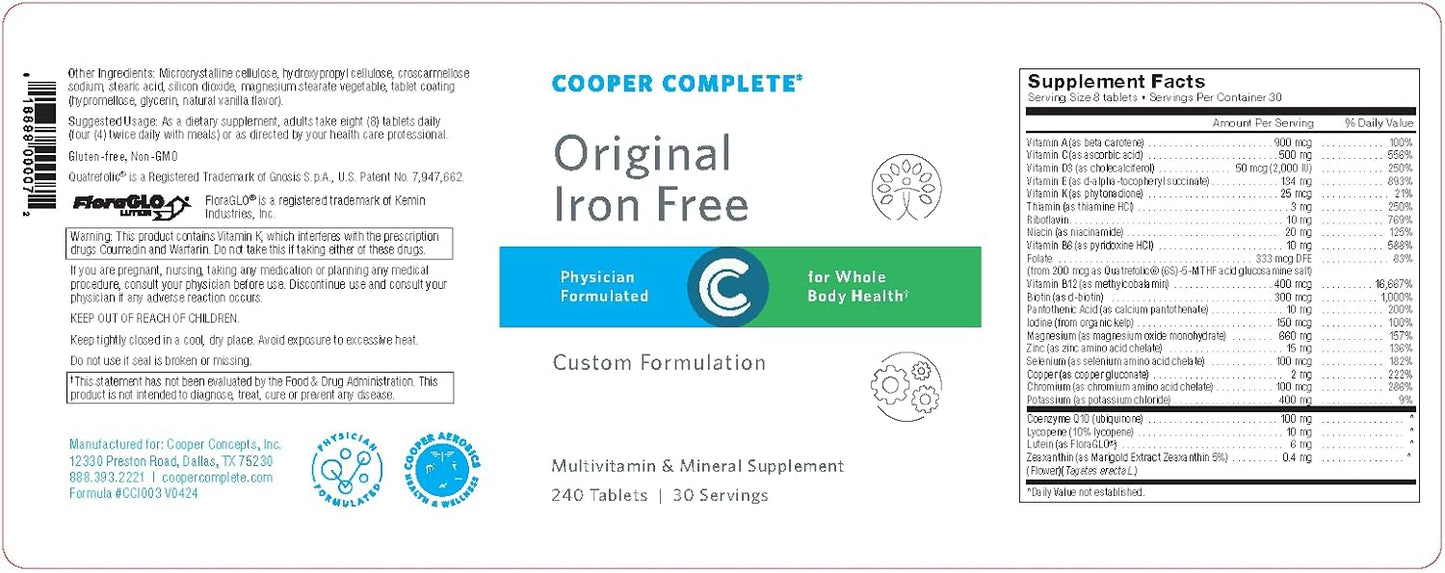 Original Iron-Free Multivitamin with Advanced Omega-3 - Daily Supplement with Fish Oil - 30 Day Supply