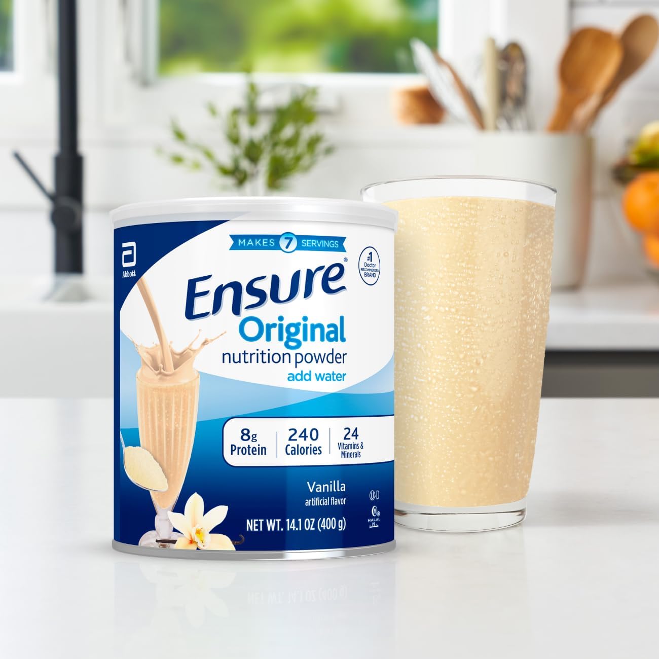 Original Vanilla Nutritional Powder: Protein Shake Mix with 8g Protein, 24 Vitamins & Minerals for Immune Support - 14.1 oz Can