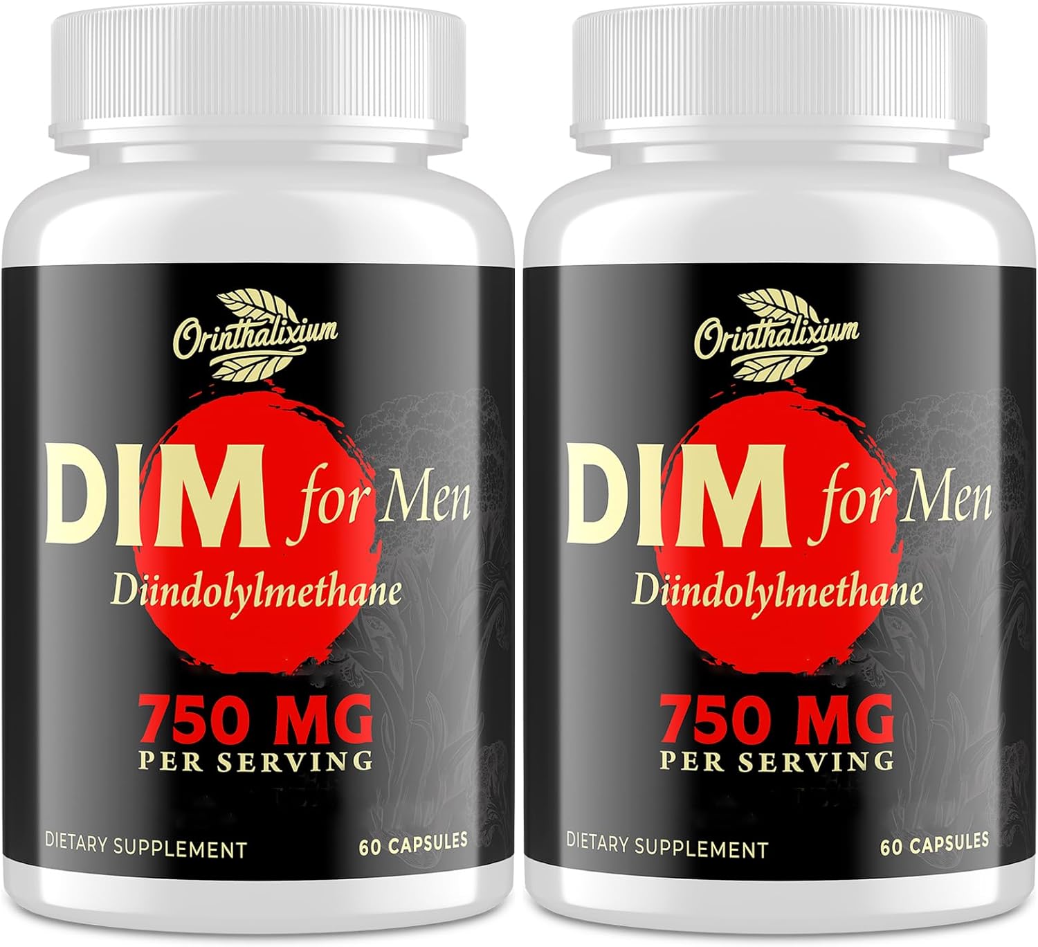 Orinthalixium DIM Supplement for Men 750MG with Chrysin & Black Pepper Extract - Detox Support - 120 Capsules