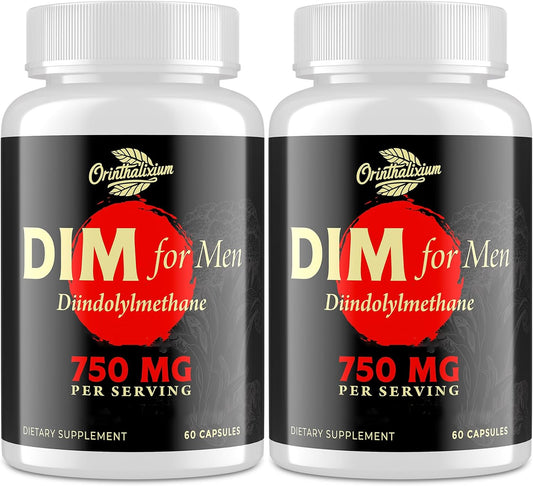 Orinthalixium DIM Supplement for Men 750MG with Chrysin & Black Pepper Extract - Detox Support - 120 Capsules