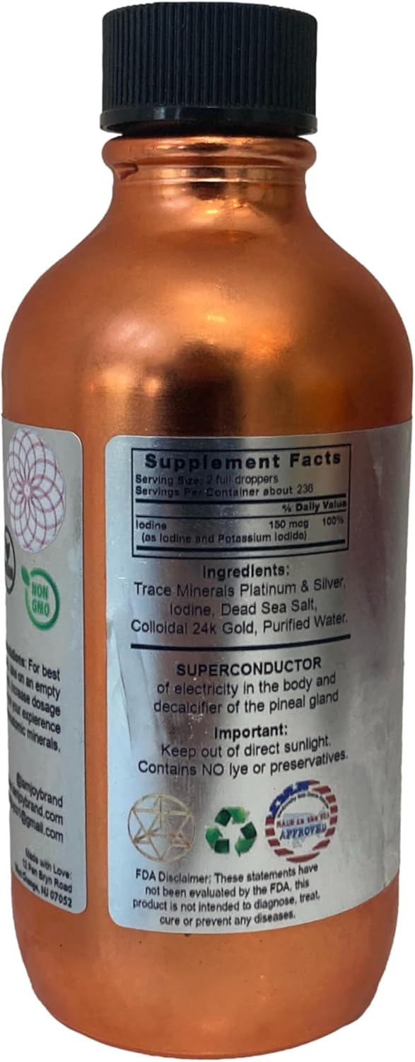 Ormus Ocean Nectar Monoatomic Gold with Iodine - Pineal Gland Decalcifier & Thyroid Support 4oz