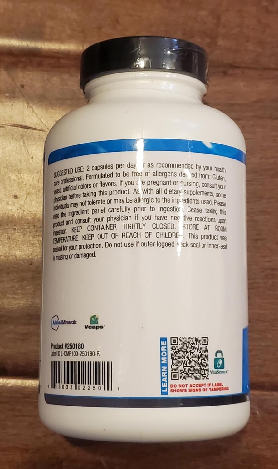 Ortho Molecular Reacted Magnesium Supplement - 120 Capsules for Bone Health & Muscle Function