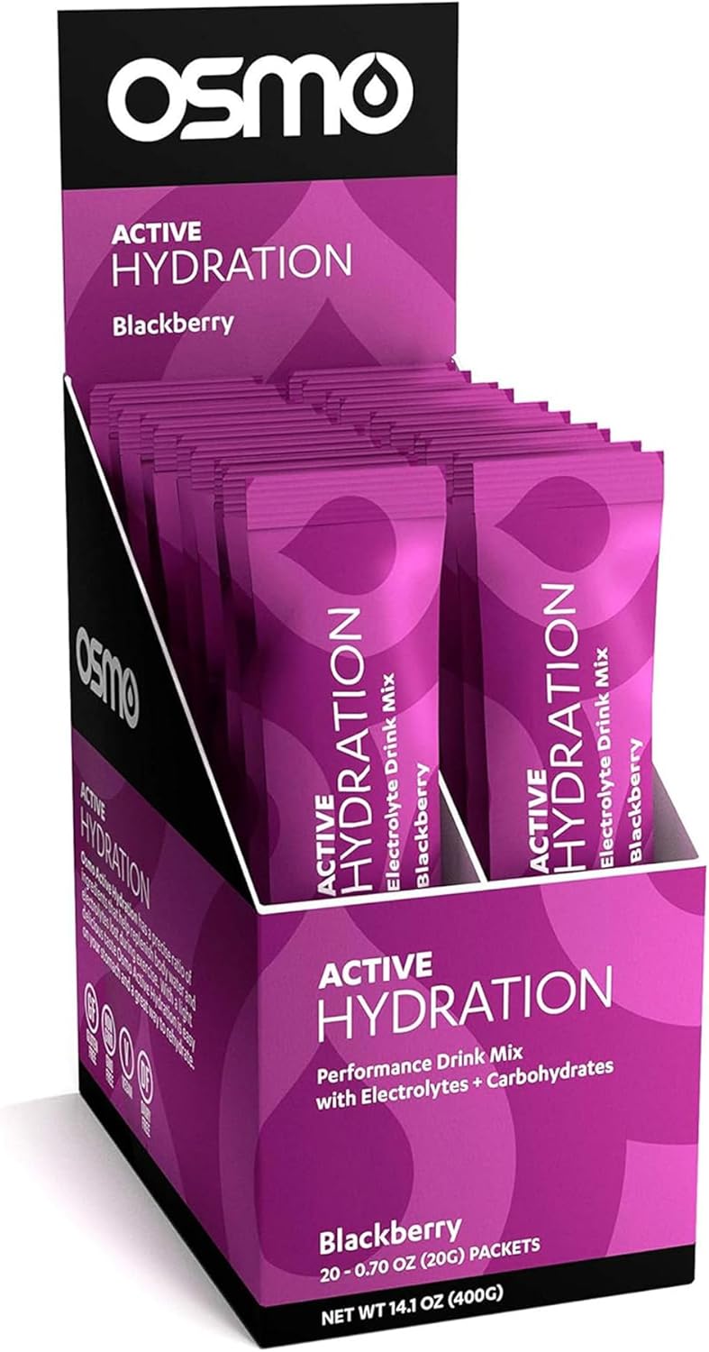 Osmo Active Hydration Electrolyte Powder - Natural Ingredients, 3X Faster Hydration, Boosts Power & Endurance - 20 Packets, BlackBerry Flavor