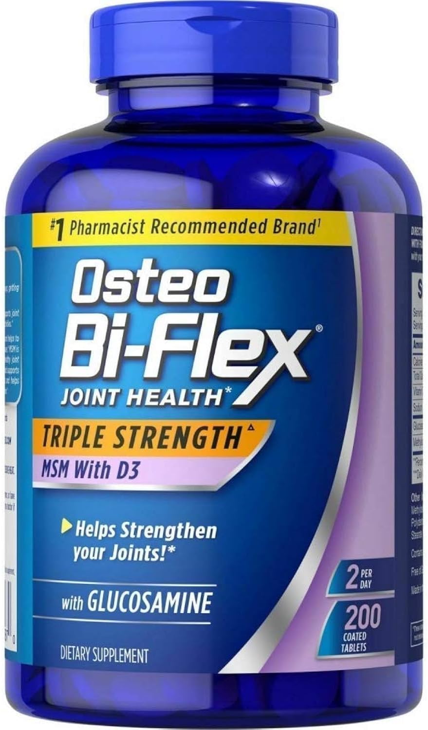 Osteo Bi-Flex Triple Strength Glucosamine MSM Vitamin D3 Tablets, 200 Count Pack