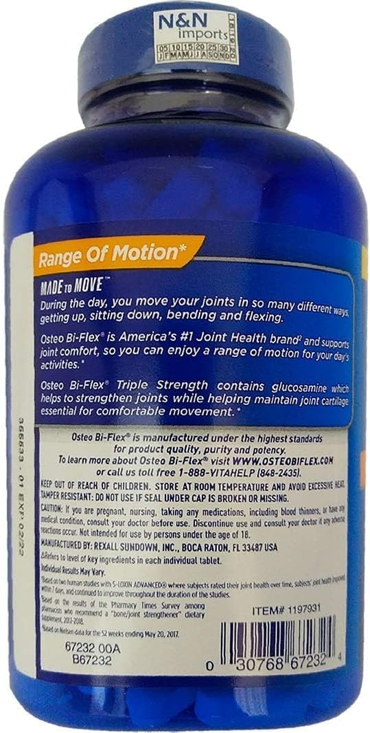 Osteo Bi-Flex Triple Strength Supplement 200 Count Pack - Joint Health Support Formula