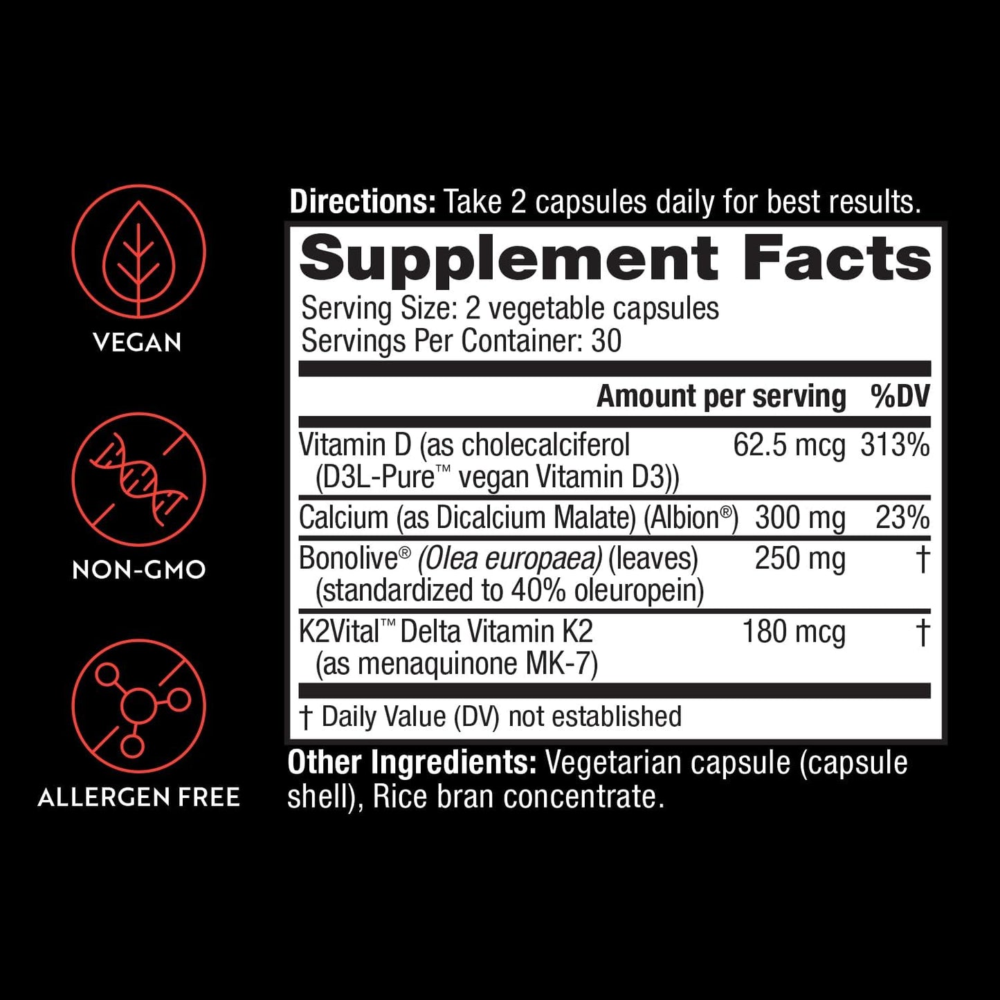 Osteo Plus Bone Support Supplement - Calcium, Vitamin D3, K2, Bonolive - Supports Joints, Bone Strength - Non-GMO, Vegan - 60 Count