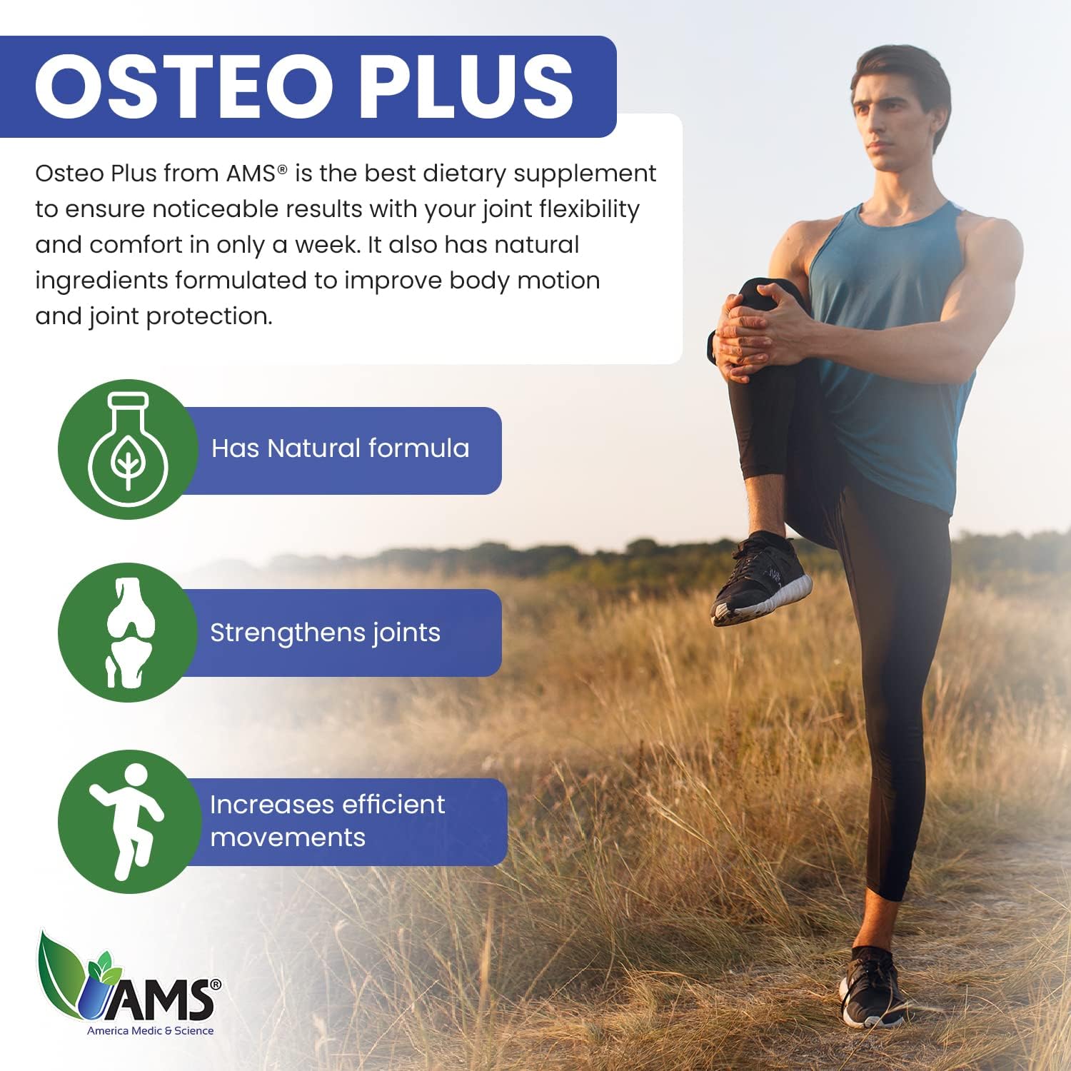 Osteo Plus Joint Supplement with Boswellia Serrata & MSM - 96 Caplets for Men and Women