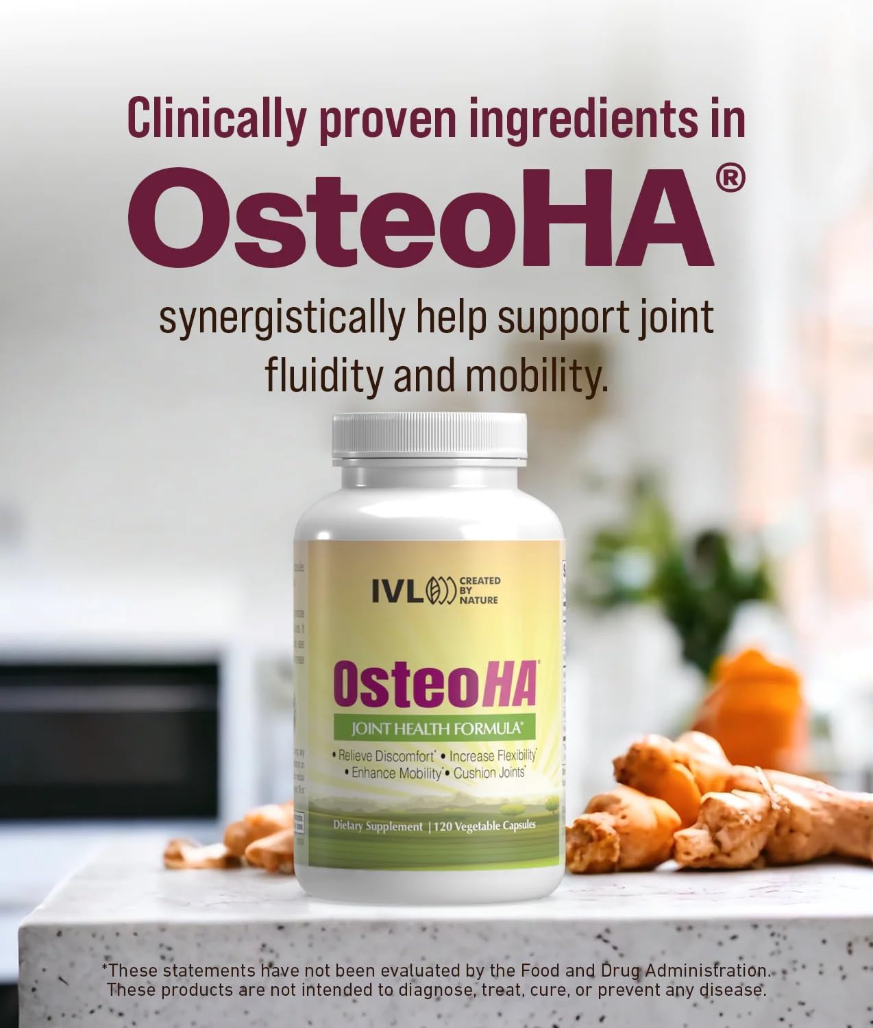 OsteoHA Joint Health Formula with Hyaluronic Acid - Supports Flexibility and Mobility - Boswellia and Vitamin C - 120 Capsules