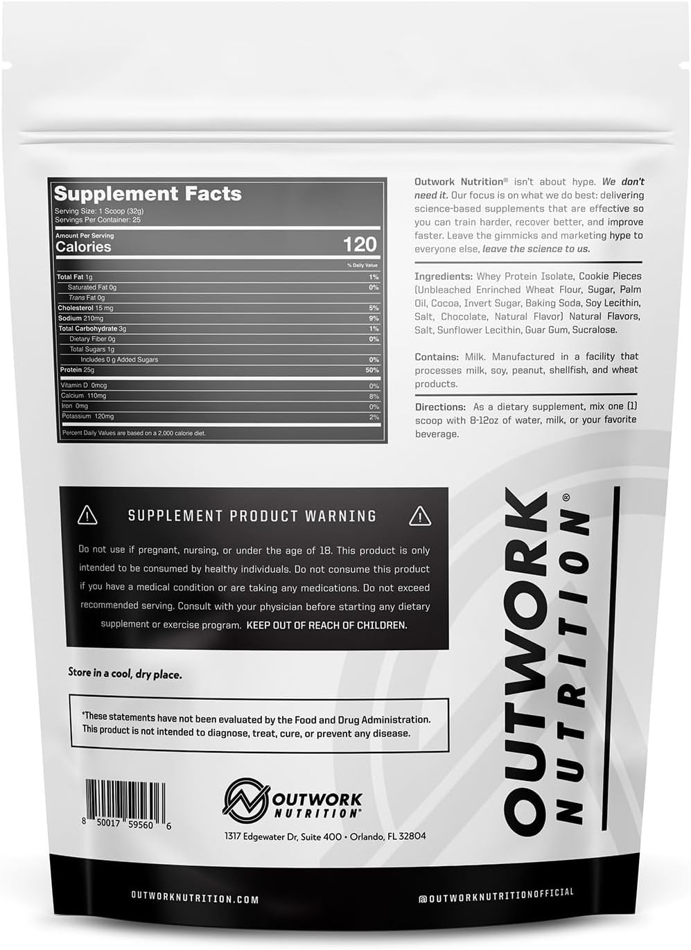 Outwork Nutrition Build Whey Protein Isolate Powder - Cookies & Cream Flavor, 1.8lbs - Ideal Muscle Growth & Recovery Formula, Scientifically Supported, Low Lactose & Gluten-Free