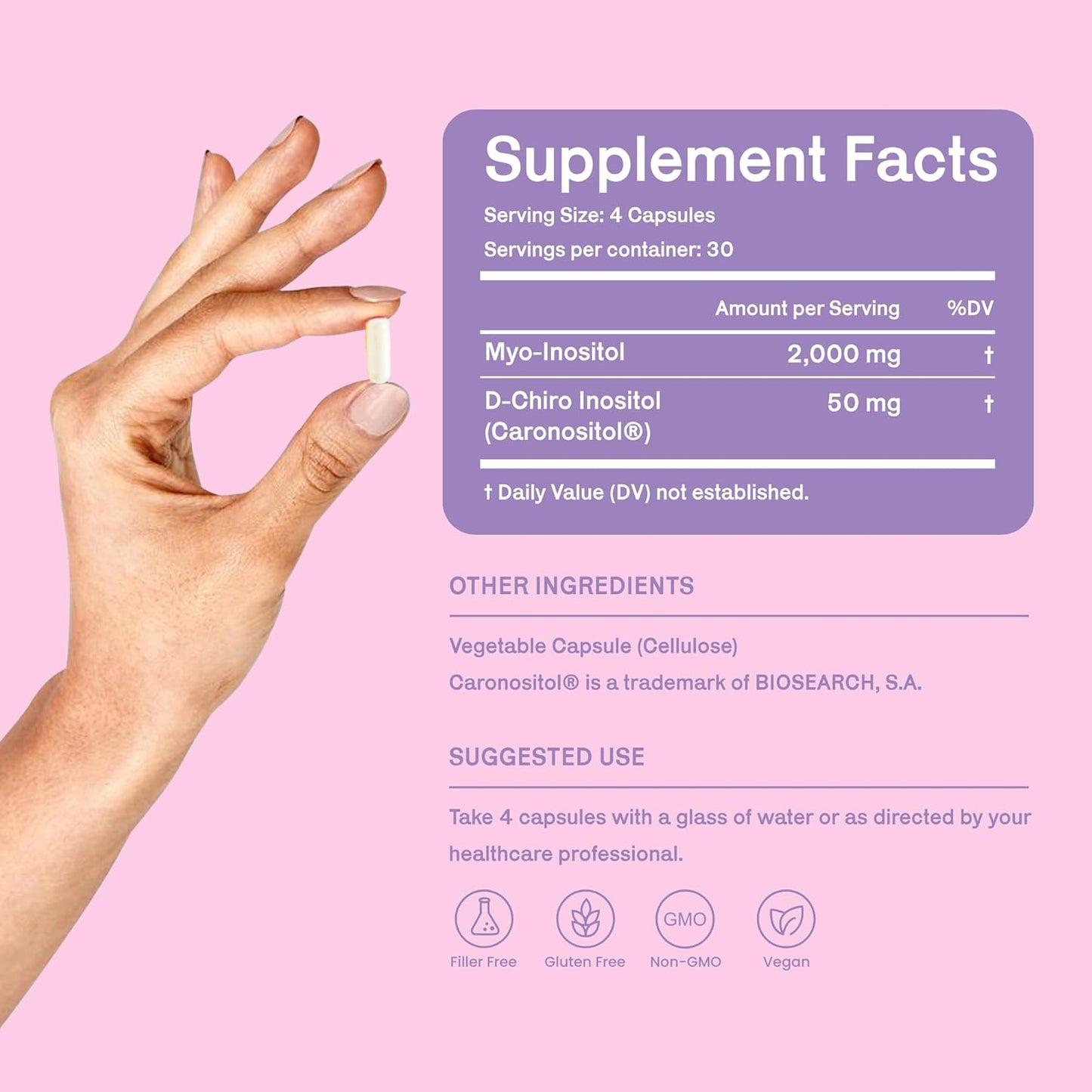 Ovarian Function Support Capsules - Myo & D Chiro Inositol - Hormonal Balance - 120 Supplement Capsules