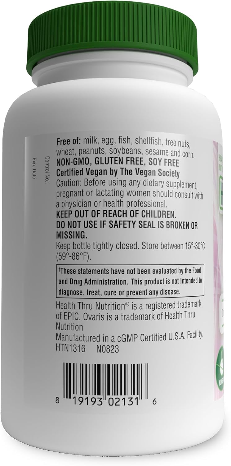 OVARIS Ovarian Health Complex with Inositol 40:1 Myo to D-Chiro - Hormonal & Ovary Function Support - Vitamin B8 Supplement for Women - Certified Vegan Non-GMO - 360 Pack