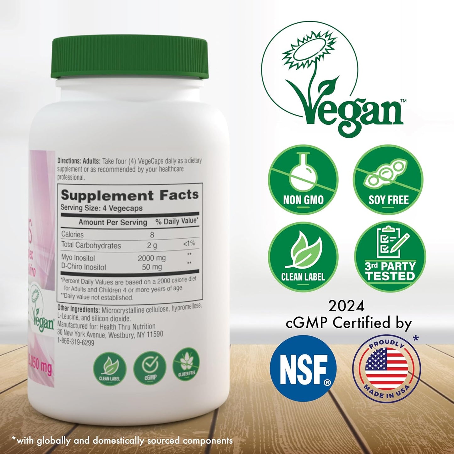OVARIS Ovarian Health Complex with Inositol 40:1 Myo to D-Chiro - Hormonal & Ovary Function Support - Vitamin B8 Supplement for Women - Certified Vegan Non-GMO - 360 Pack