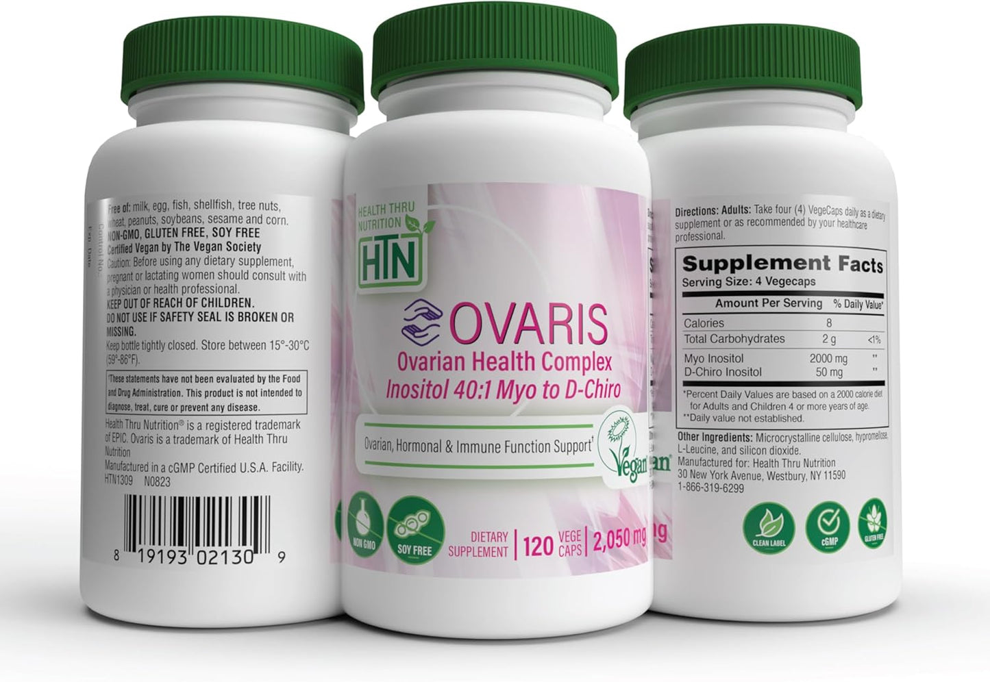 OVARIS Ovarian Health Complex with Inositol 40:1 Myo to D-Chiro - Hormonal & Ovary Function Support - Vitamin B8 Supplement for Women - Certified Vegan Non-GMO - 360 Pack