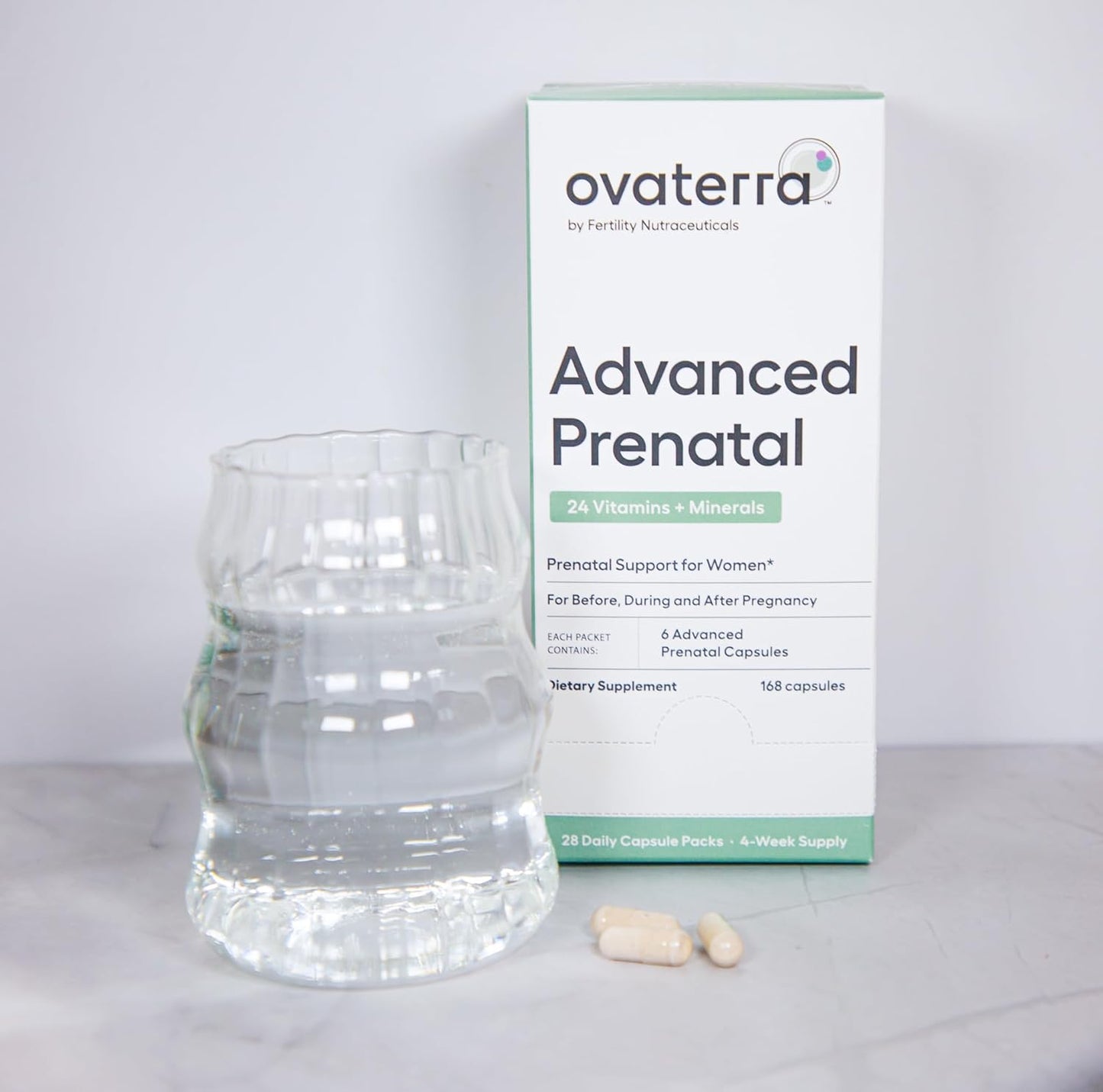 Ovaterra Advanced Prenatal Vitamins with Choline, Methylfolate, Chelated Iron, Vitamins A, B6, and B12 - 28 Capsules