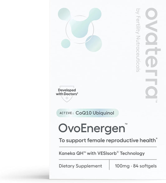Ovaterra OvoEnergen Ubiquinol CoQ10 100mg Softgels with VESIsorb® Technology - Fertility Booster for Women, Reproductive Health Support (84 Softgels)
