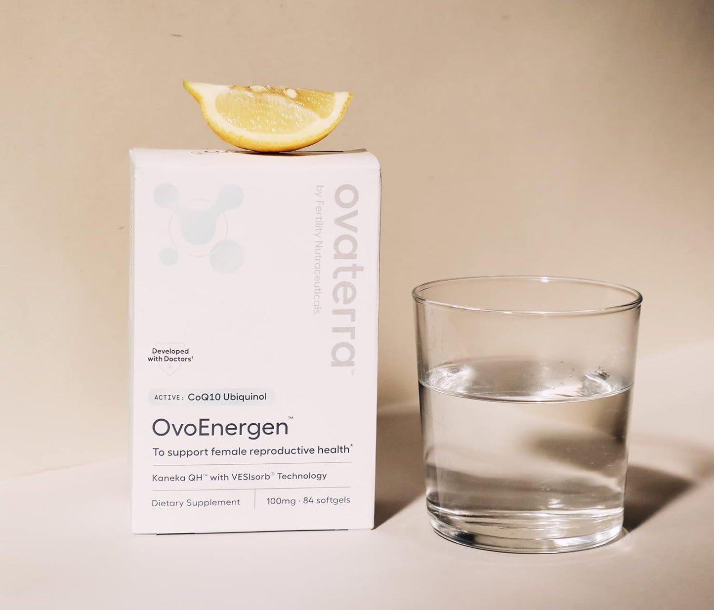 Ovaterra OvoEnergen Ubiquinol CoQ10 100mg Softgels with VESIsorb® Technology - Fertility Booster for Women, Reproductive Health Support (84 Softgels)