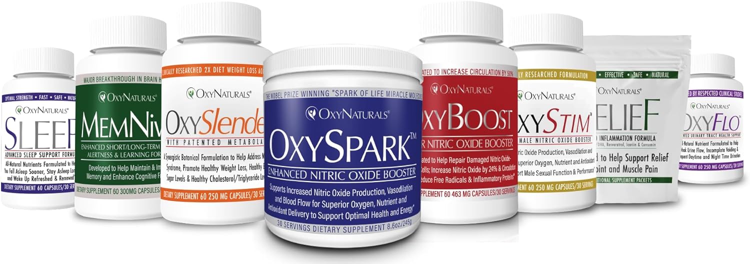 OxyNaturals OxySpark Nitric Oxide Supplement - 90 Servings, 3 Bottles - Support Blood Pressure, Heart Health, Energy, and Circulation