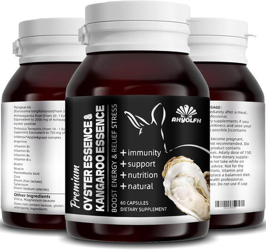 Oyster and Kangaroo Essence Capsules for Energy and Immune Support, 60 Capsules