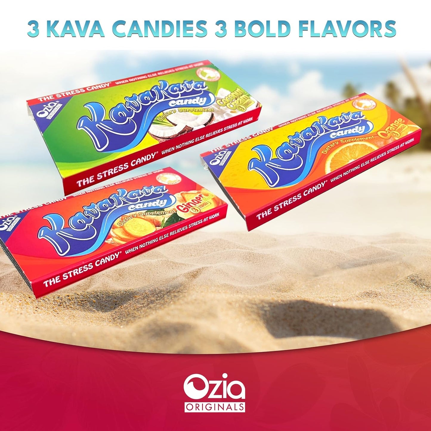 Ozia Originals Kava Kava Candy - Natural Stress Relief Supplement with Kava Extract, 32 Candies in Ginger Mint Flavor Pack