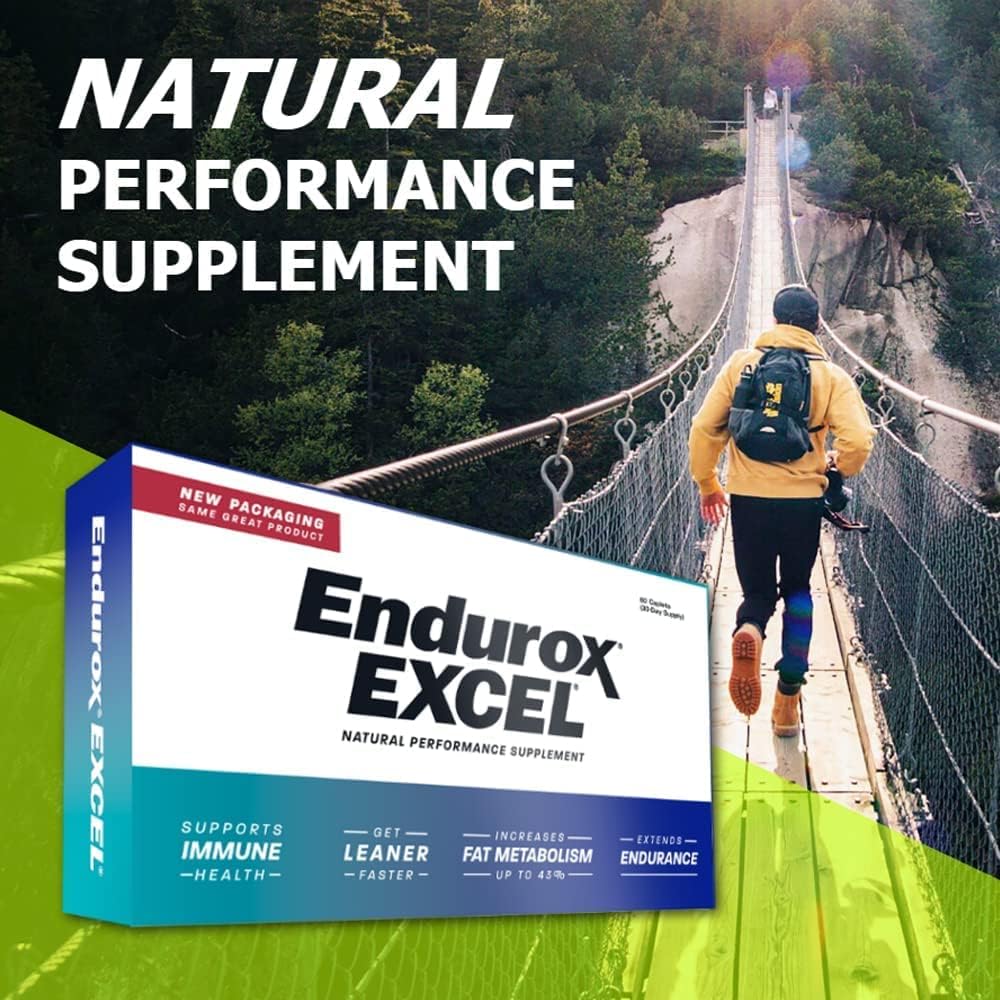 Pacific Health Endurox Excel Natural Performance Supplement with Ciwujia Root - Boost Metabolism & Endurance - 60 Capsules