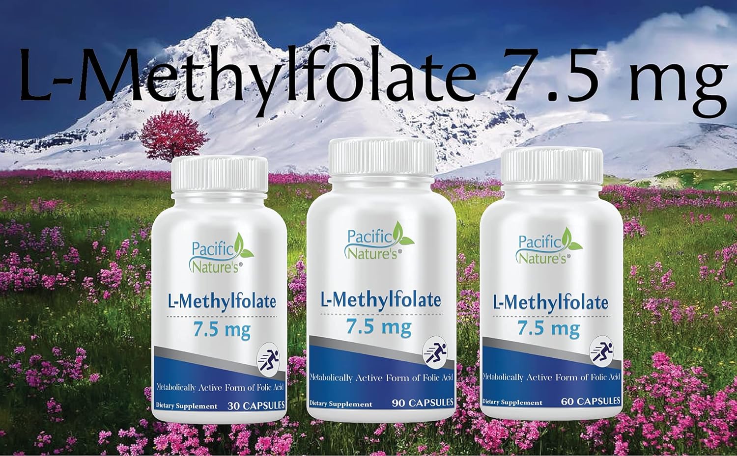 Pacific Nature L-Methylfolate 7.5mg Capsules - Natural Folate for Health Support - Gluten Free, Non-GMO - 60 Count